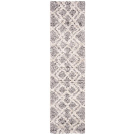 Safavieh 2 x 10 ft. Berber Shag 200 Power Loomed Runner Area Rug; Grey & Cream BER213G-210